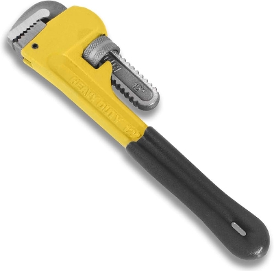 Picture of Pipe Wrench 12 Inch Heavy Duty Steel Adjustable Grab Straight with Soft Grip Floating Hook Jaw - Yellow