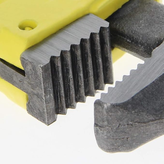 Picture of Pipe Wrench 12 Inch Heavy Duty Steel Adjustable Grab Straight with Soft Grip Floating Hook Jaw - Yellow