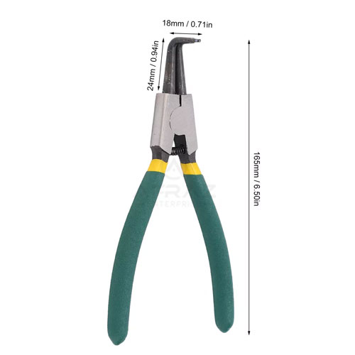 Picture of Snap Ring Pliers Spring Loaded Handle Circlip Plier External Bent Clip Tool Inner - Green