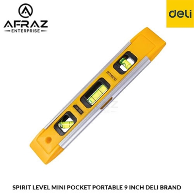 Picture of Deli Horizontal Ruler 9 Inch Bubble Spirit Level Magnetic Mini Pocket Portable Spirit Level Tool Measure Tool Machinery Leveller - Yellow