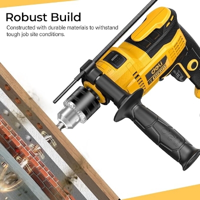 Picture of Deli DL-CZ13-E5 650W Electric Impact Drill Machine for Wood Metal & Masonry - Yellow