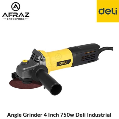 Picture of Deli DL-JM100-E1 750W Angle Grinder 100mm Corded Electric Heavy Duty with 12000 RPM Spindle Lock Toggle Switch & Auxilary Handle for Grinding Polishing Cutting - Yellow