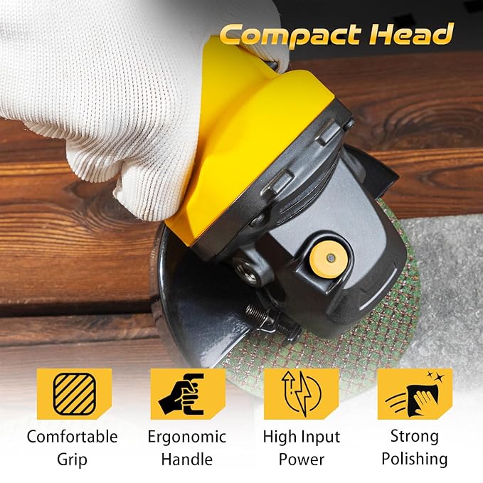 Picture of Deli DL-JM100-E1 750W Angle Grinder 100mm Corded Electric Heavy Duty with 12000 RPM Spindle Lock Toggle Switch & Auxilary Handle for Grinding Polishing Cutting - Yellow