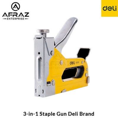 Picture of Deli DL1313 Staple Gun 3 in 1 Heavy Duty Stapler with Remover Quick Jam Release Steel Construction Tool for Wood Upholstery Fixing Material Decoration Carpentry Furniture - Yellow