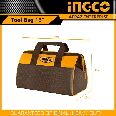 Picture of INGCO 13" Tool Bag Organizer with Wide Mouth Water-proof Multi-use Tool Tote Bag  HTBG281328 - Black