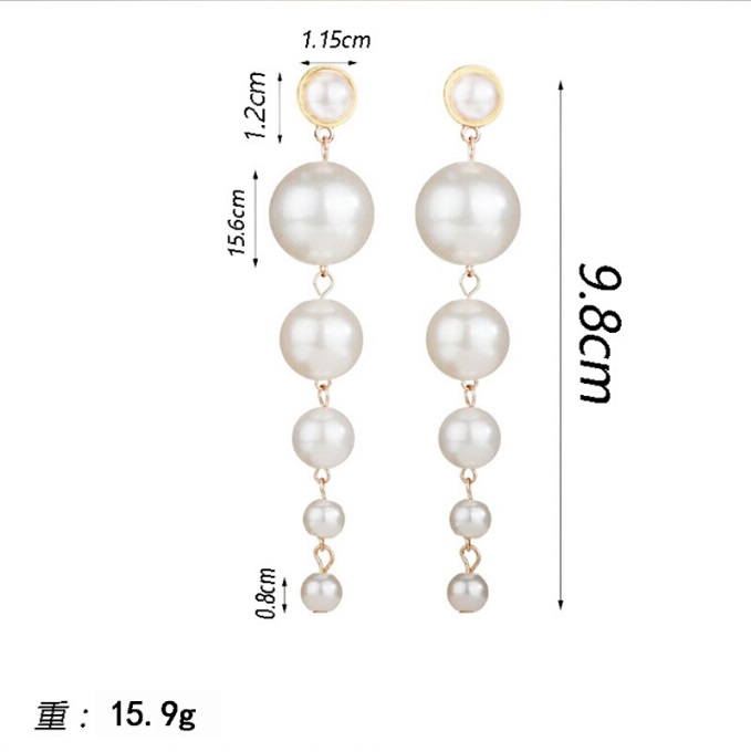 Picture of Simple Artificial Pearl Long Earrings for Women Fashion Jewelry