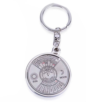 Picture of 50 Year Calendar Key Chain Mini Metal Ring Compass Keyring Keyfob Hiking Camping Outdoor Sports Survival Tools