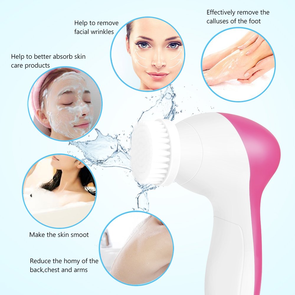 Picture of 5 in 1 beauty instrument beauty facial brush facial cleaning massager private label facial massager