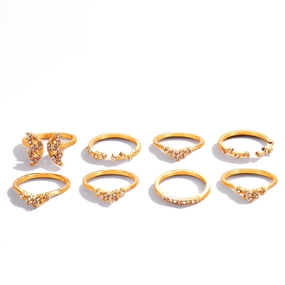 Picture of Bohemian Butterfly Ring Set for Girls, 8pcs Fashion Jewelry Set, Adjustable and Trendy Design for Daily Wear