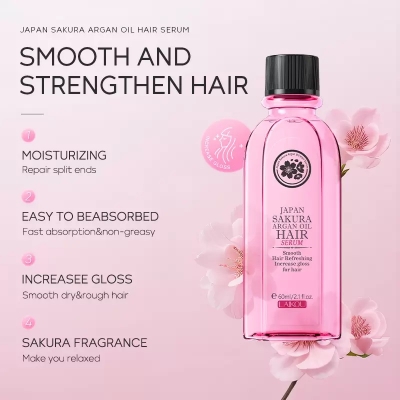 Picture of LAIKOU Japan Sakura Smooth & Refreshing Argon Oil Hair Serum- 60ml
