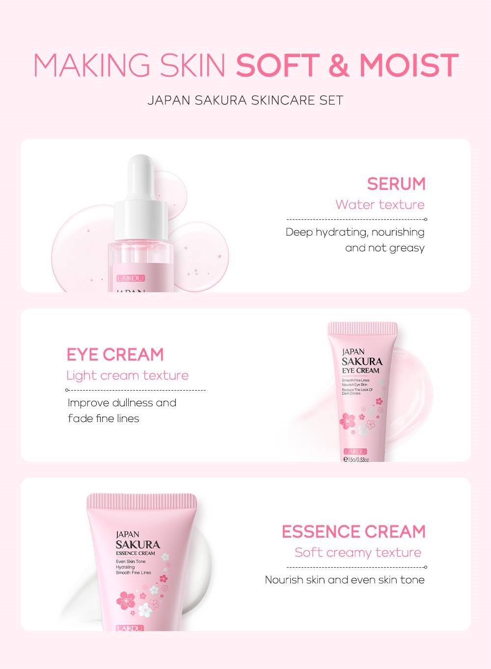 Picture of LAIKOU Japan Sakura 3 Pcs/set Skin Care Set- 62g