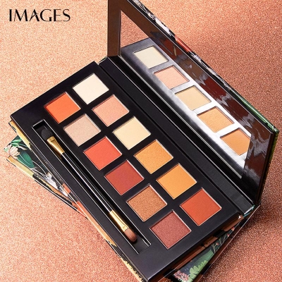 Picture of IMAGES 12 Colors Waterproof Makeup Eyeshadow Glitter Palette with Brush Beautiful Color Long-lasting Cosmetic Palette