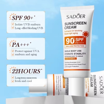 Picture of SADOER Full band UV Blocking 90 SPF PA+++ Sunscreen Cream- 50g