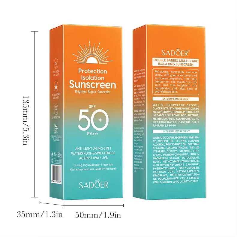 Picture of SADOER Protection Isolation SPF 50 PA+++ Brighten Repair Sunscreen Cream- 50g