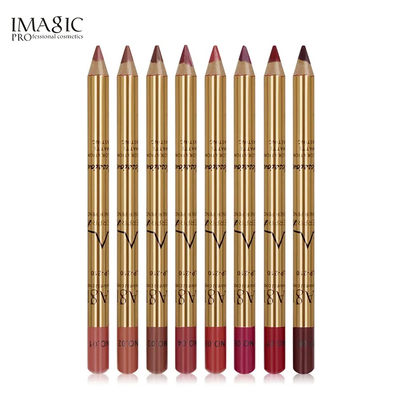 Picture of IMAGIC 8 Colours Longlasting Waterproof Makeup lipliner Pencil Kit- 8 Pcs