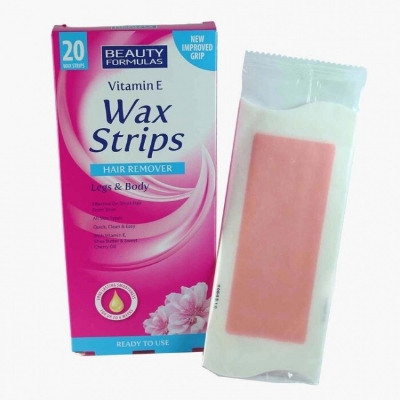 Picture of Beauty Formulas Vitamin E Hair Removal Legs & Body Wax Stripes- 20 Wax Stripes