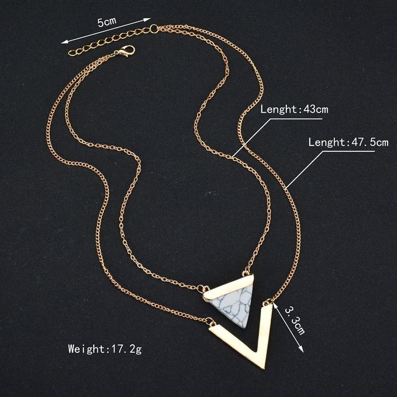 Picture of Punk Necklaces From India Hot Geometric Triangle Faux Marble Stone Pendant Necklace Vintage Jewelry(Gold)