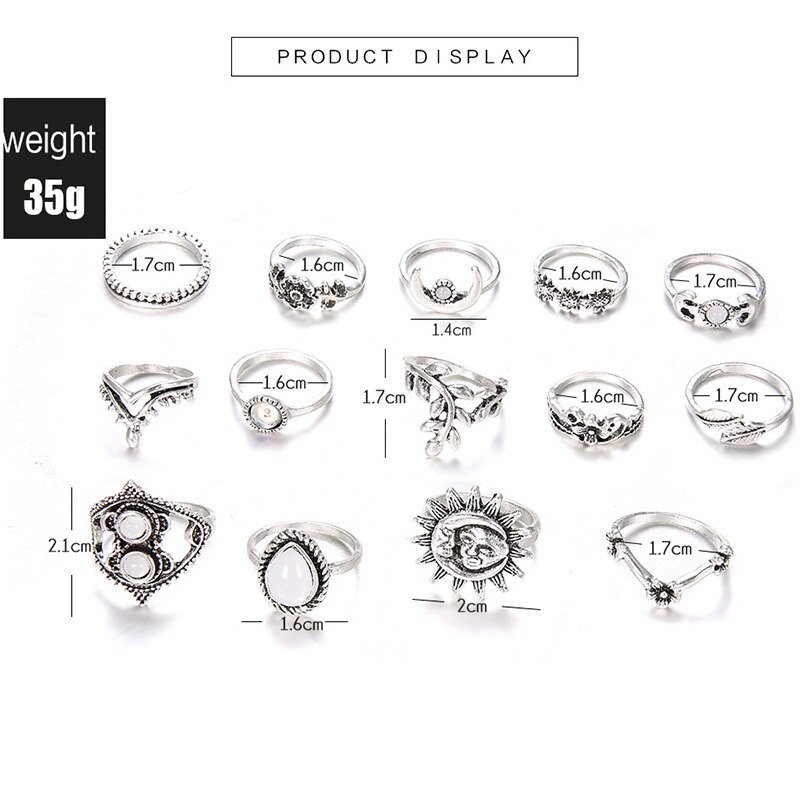 Picture of Women's Finger Ring Set 14 Pcs / Set(Silver)