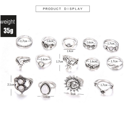 Picture of Women's Finger Ring Set 14 Pcs / Set(Silver)