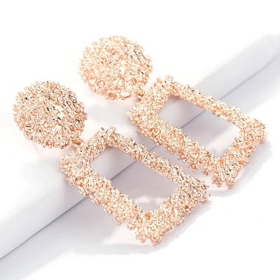 Picture of Fashion Punk Metal Dangle Earrings For Women Statement Jewelry Geometric Drop Earrings(Gold)