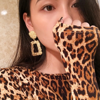 Picture of Fashion Punk Metal Dangle Earrings For Women Statement Jewelry Geometric Drop Earrings(Gold)