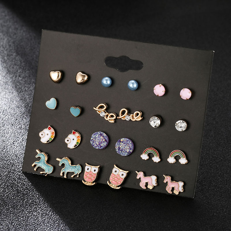 Picture of 12 Pairs/set stud cute earring set for women's fashion(Multicolor)