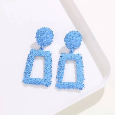 Picture of Fashion Punk Metal Dangle Earrings For Women Statement Jewelry Geometric Drop Earrings(Blue)