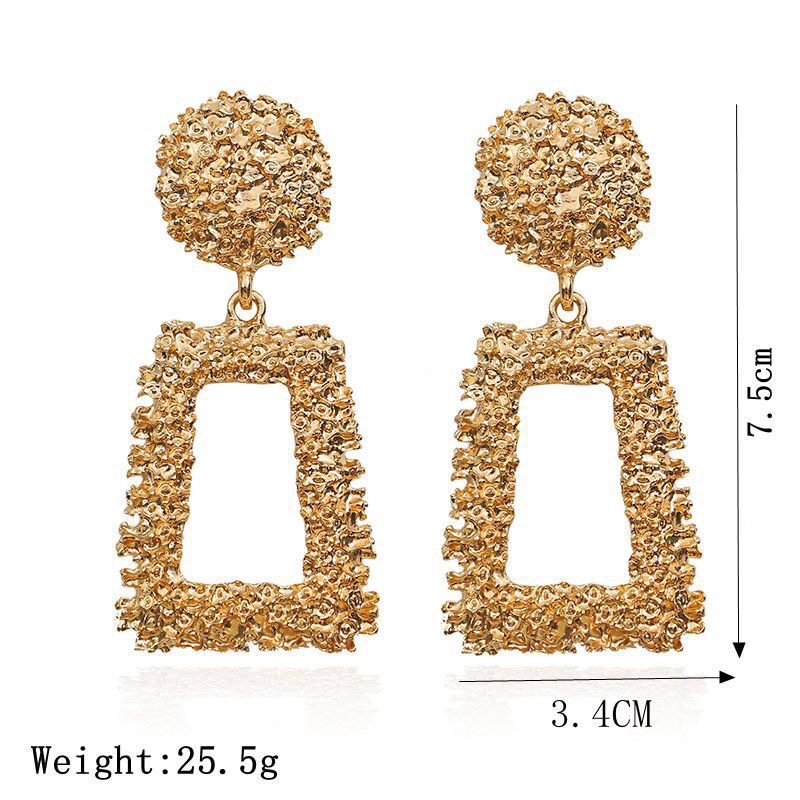Picture of Fashion Punk Metal Dangle Earrings For Women Statement Jewelry Geometric Drop Earrings(Red)
