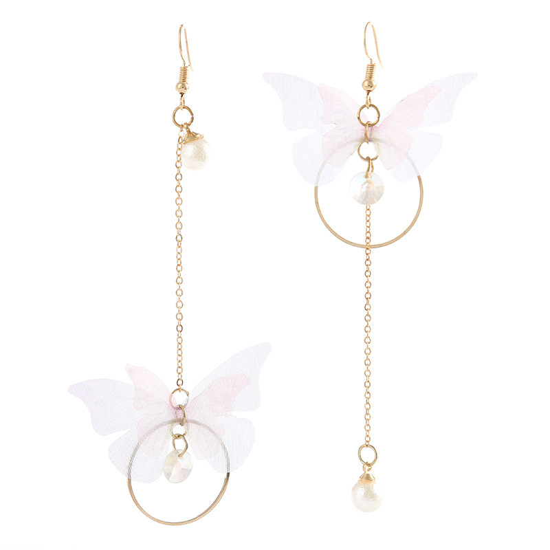 Picture of Asymmetric earrings femininity Korean long tassel personalized pearl butterfly earrings earrings for women's fashion(Same as Picture)