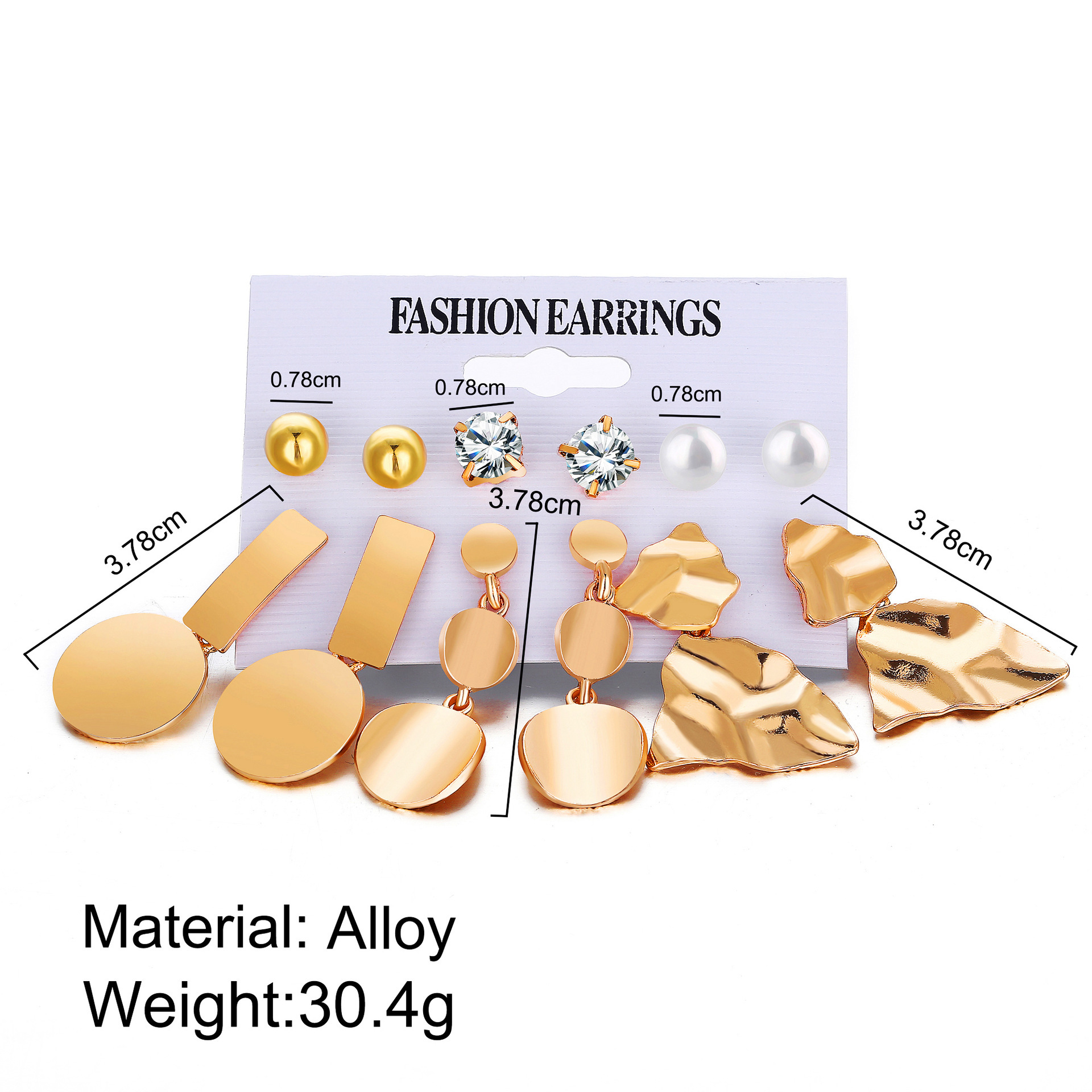 Picture of New style exaggerated earrings geometric metal round earrings personalized earring set(Gold)