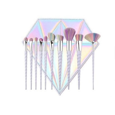 Picture of 10 Pcs/Set Rainbow Color Unicorns Makeup Brushes Sets Foundation Powder Cosmetic Vegan Makeup Brush Set For Women'S Makeup - Makeup Combo Set(Unicorn)