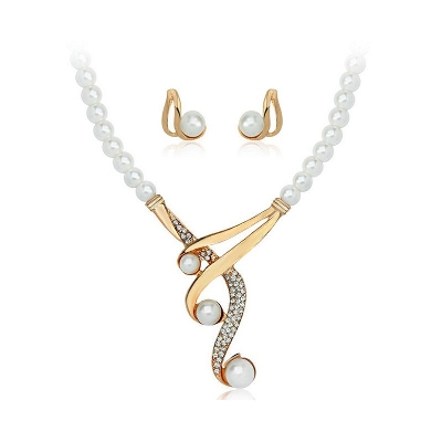 Picture of Dubai plated jewelry set dubai jewelry pearl set for women's fashion party(Multicolor)