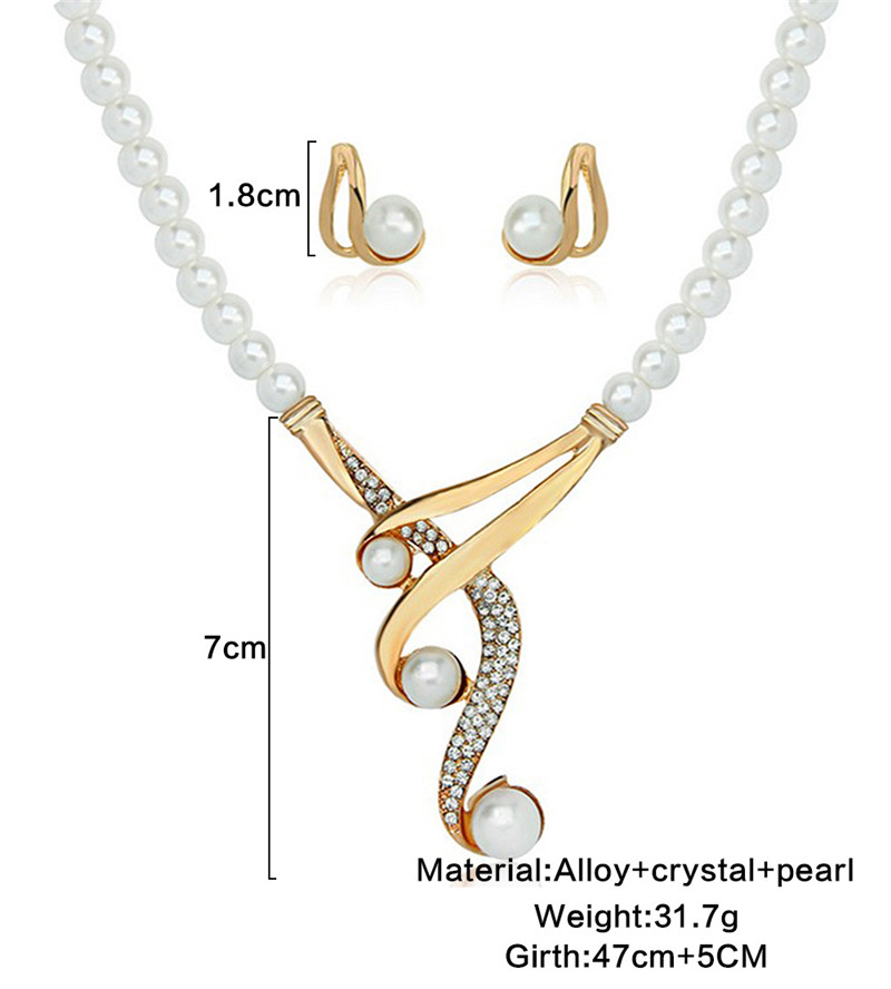 Picture of Dubai plated jewelry set dubai jewelry pearl set for women's fashion party(Multicolor)