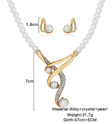 Picture of Dubai plated jewelry set dubai jewelry pearl set for women's fashion party(Multicolor)