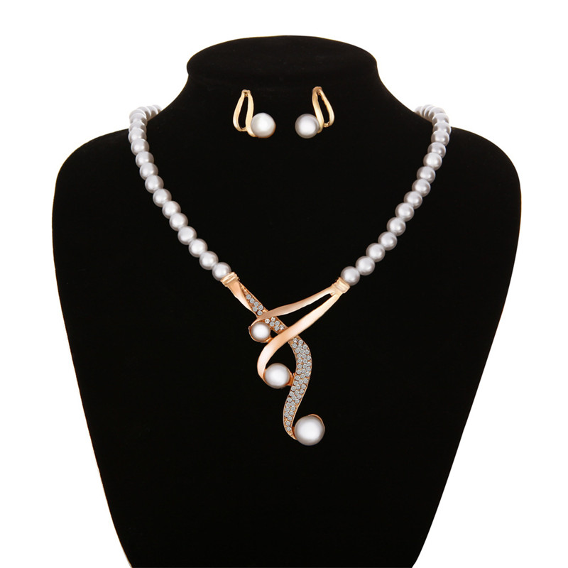 Picture of Dubai plated jewelry set dubai jewelry pearl set for women's fashion party(Multicolor)
