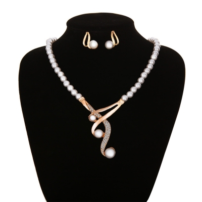Picture of Dubai plated jewelry set dubai jewelry pearl set for women's fashion party(Multicolor)