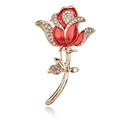 Picture of Korean version of rose flower crystal brooch temperament ladies coat jewelry wedding bridal corsage(Gold)