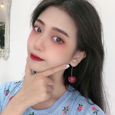Picture of Cute girl fresh cherries gentle pink dried flower cherry earrings earrings earrings women(Multicolor)