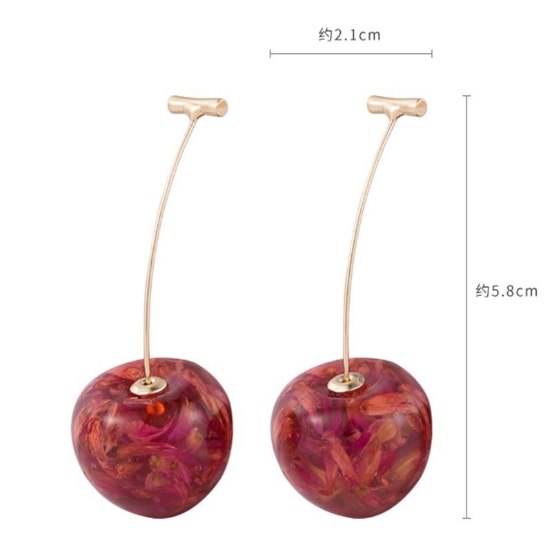 Picture of Cute girl fresh cherries gentle pink dried flower cherry earrings earrings earrings women(Multicolor)