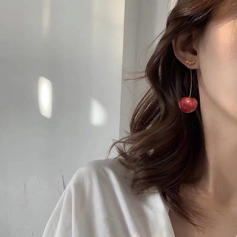 Picture of Cute girl fresh cherries gentle pink dried flower cherry earrings earrings earrings women(Multicolor)
