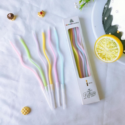 Picture of 6 Pieces Birthday Candles - Twisted Horse-Shaped Colored Cake Candles, 16cm Long(Random)