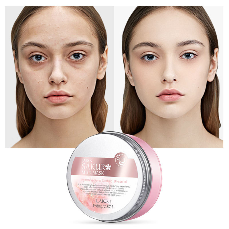 Picture of Laikou Japan Sakura Deep Cleansing Mud face pack Mask- 80G - Black Mask(Face)