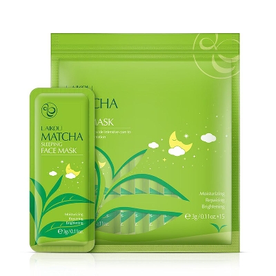 Picture of 15pcs/set travel pack oil control moisturizing pore shrinking matcha face sleeping mask facial mask(Face)