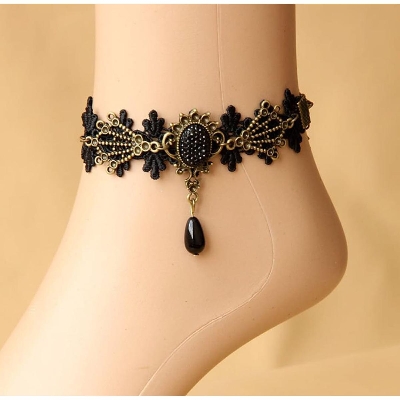 Picture of 1 Piece Black colour lace payel or anklet for women fashion(Black)