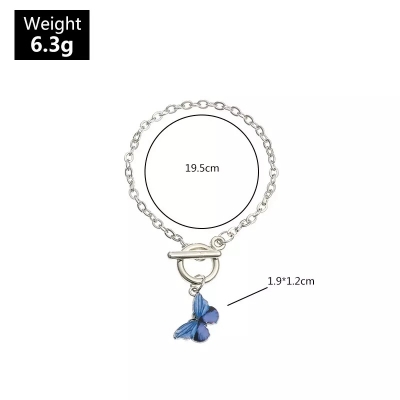 Picture of 2 Pcs/Set Blue Color Butterfly Titanium Steel Chain Bracelet for Women- 2 Pcs(Blue)