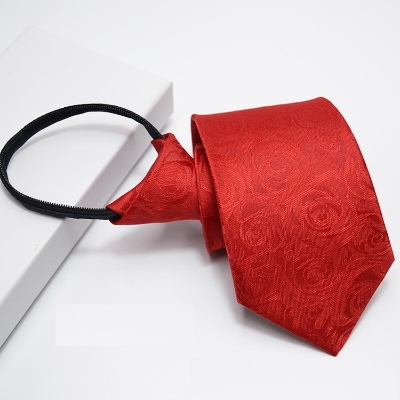 Picture of Zipper System Men's Business Professional Formal Ties Red Flower Shape Men Tie- Zipper(Red)