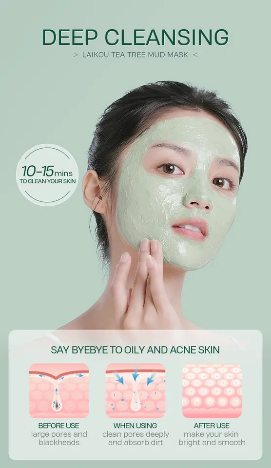 Picture of Laikou 12 Pcs/Set Deep Cleansing Oil Control Anti Acne Tea Tree Mud Mask(Tea Tree)