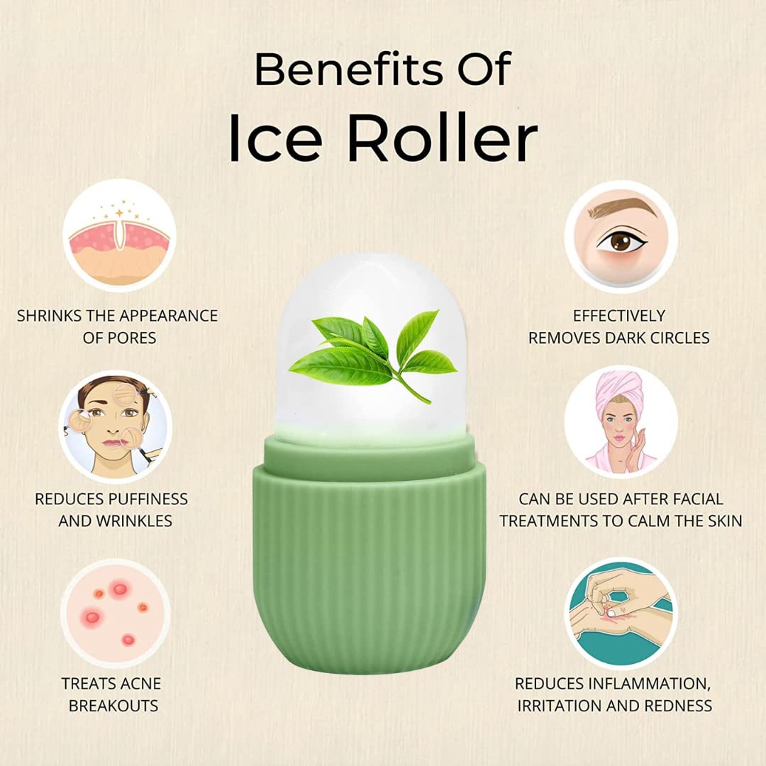Picture of Home Use Skin Care Tool Facial Massage Silicone Face Ice Cooling Globe Roller for Lifting Facial Ice Roller- Green(Green)