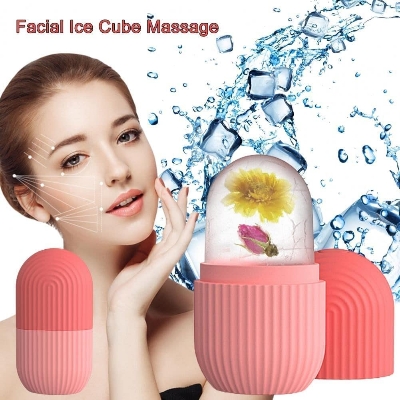 Picture of Home Use Skin Care Tool Facial Massage Silicone Face Ice Cooling Globe Roller for Lifting Facial Ice Roller- Pink(Pink)