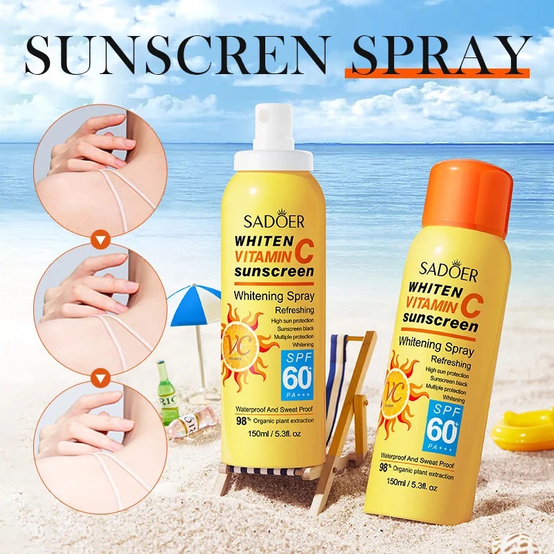Picture of SADOER Vitamin C SPF 60+ PA+++ Anti-sweat Hydrating Refreshing Non-greasy Sunscreen Spray- 150ml(Vitamin C)